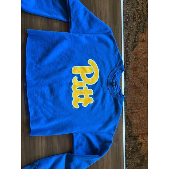Pittsburgh Pitt Panthers Cropped Sweatshirt Blue Adult Medium Gildan Crewneck - Picture 2 of 8